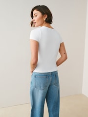 Blanc à logo - T-shirt doux au toucher à Manches courtes et Col rond - Image 4 de 8