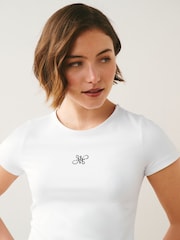 Blanc à logo - T-shirt doux au toucher à Manches courtes et Col rond - Image 5 de 8