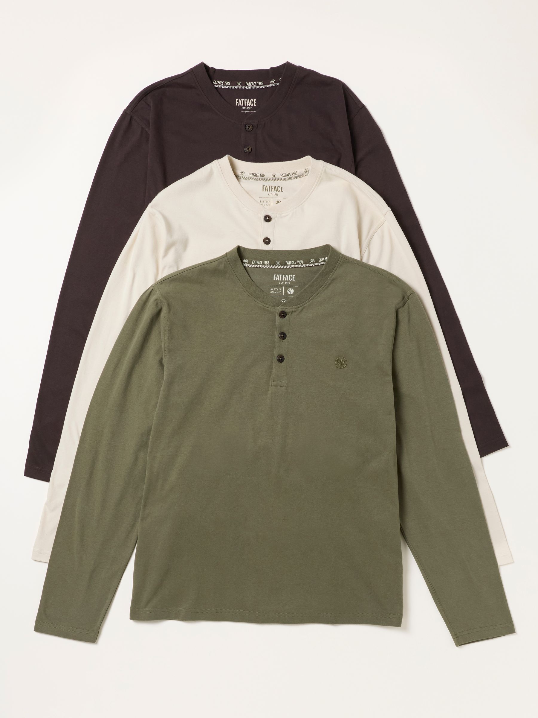 Comprar Khaki/Natural/Brown - FatFace Long Sleeve Henley T-Shirt