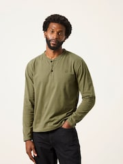 FatFace 3 Pack Khaki/Natural/Brown Long Sleeve Henley T-Shirt - Image 1 of 7