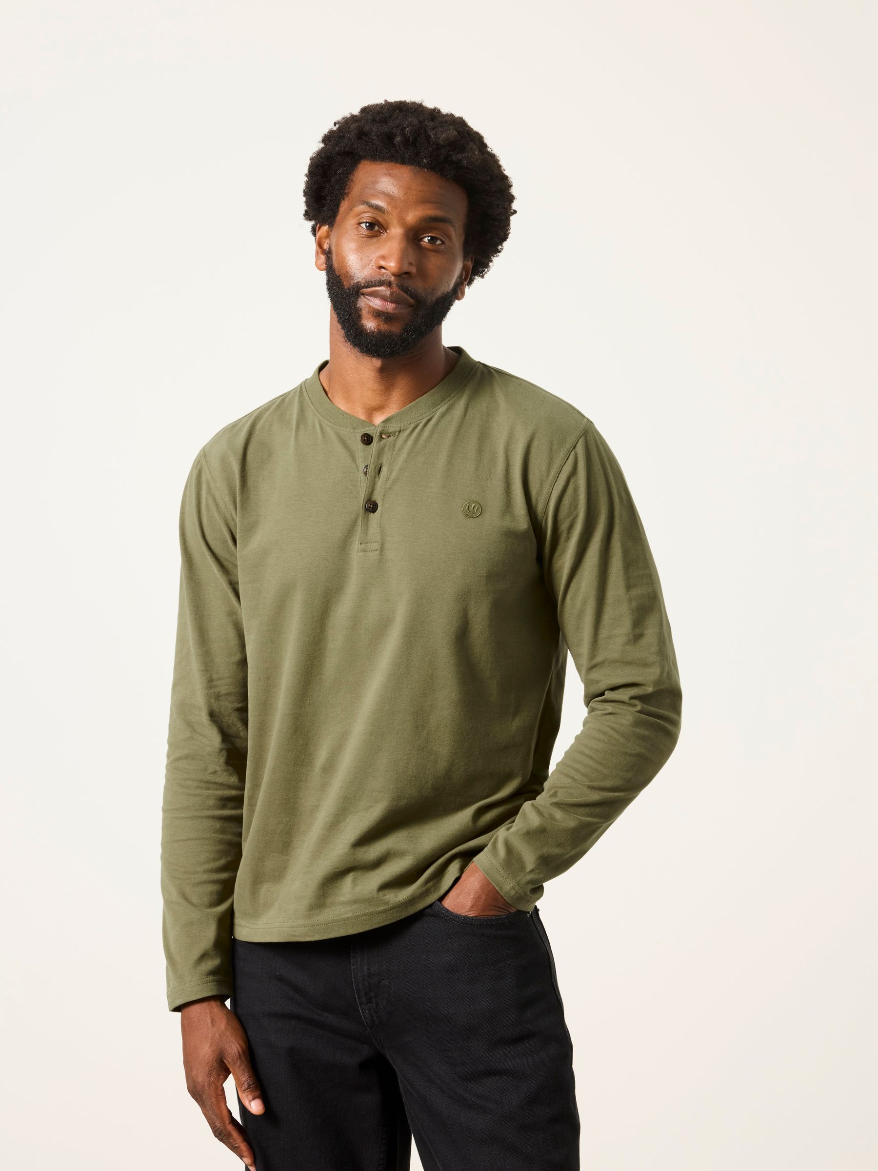 Comprar Khaki/Natural/Brown - FatFace Long Sleeve Henley T-Shirt