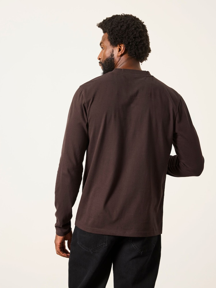 FatFace 3 Pack Khaki/Natural/Brown Long Sleeve Henley T-Shirt - Image 2 of 7