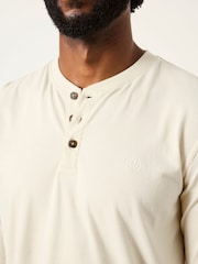 FatFace 3 Pack Khaki/Natural/Brown Long Sleeve Henley T-Shirt - Image 5 of 7