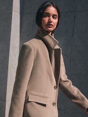 Friends Like These Mocha Brown Fur Collar  Longling Crombie Coat - Image 4 of 6