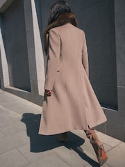 Friends Like These Mocha Brown Fur Collar  Longling Crombie Coat - Image 6 of 6