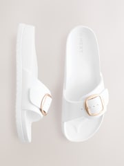 White Beach Single Strap Flat Sandals - Image 1 of 6