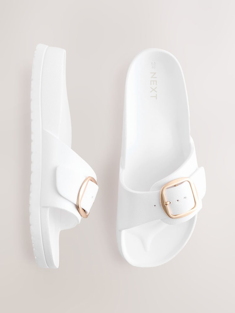 White Beach Single Strap Flat Sandals - Image 1 of 6 White Beach Single Strap Flat Sandals - Image 1 of 6