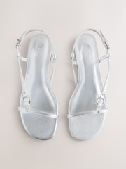 Silver Forever Comfort® Hardware Detail Sling Back Sandals - Image 1 of 11