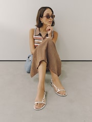 Silver Forever Comfort® Hardware Detail Sling Back Sandals - Image 7 of 11
