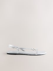 Silver Forever Comfort® Hardware Detail Sling Back Sandals - Image 8 of 11