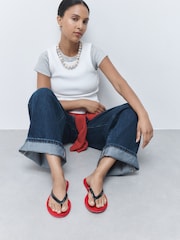 Red/Black Jelly Toe Thong Sandals - Image 13 of 13
