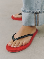 Red/Black Jelly Toe Thong Sandals - Image 6 of 13