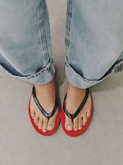 Red/Black Jelly Toe Thong Sandals - Image 7 of 13