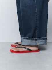 Red/Black Jelly Toe Thong Sandals - Image 8 of 13
