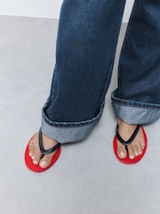 Red/Black Jelly Toe Thong Sandals - Image 9 of 13