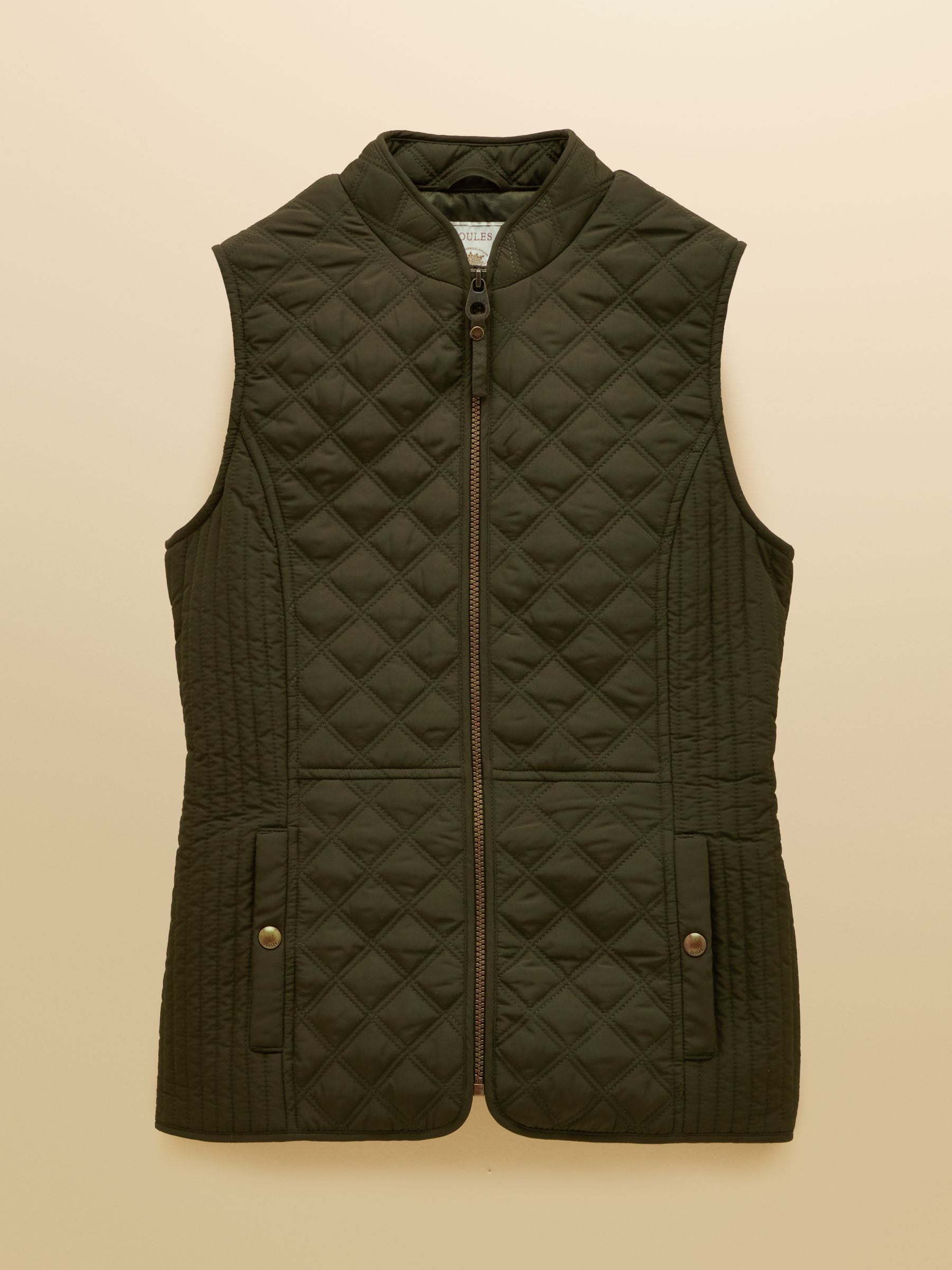 Buy Joules Minx Khaki Green Showerproof Diamond Quilted Gilet from