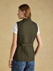 Joules Minx Khaki Green Showerproof Diamond Quilted Gilet - Image 2 of 11