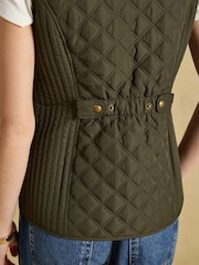 Joules Minx Khaki Green Showerproof Diamond Quilted Gilet - Image 9 of 11