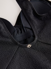 Black Textured Ruched Side Tummy Shaping Control Swimsuit - Image 5 of 6