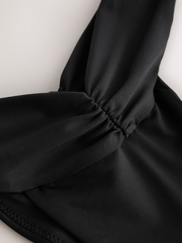 Black V Cut Ruched Brazilian Bikini Bottoms - Image 2 of 3