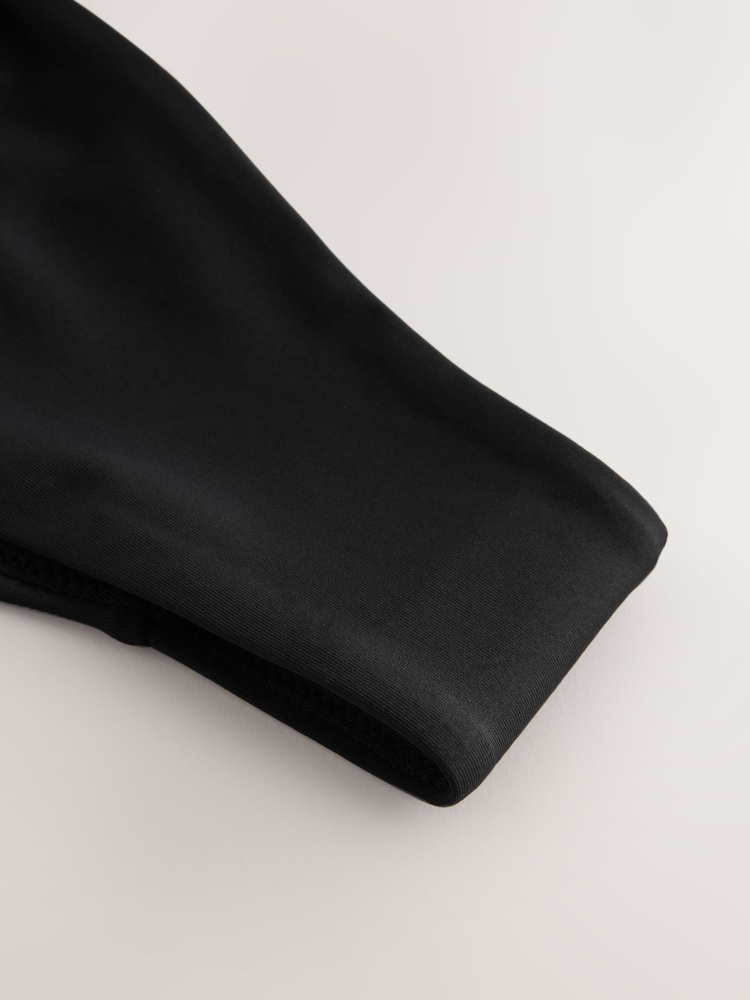 Black V Cut Ruched Brazilian Bikini Bottoms - Image 3 of 3