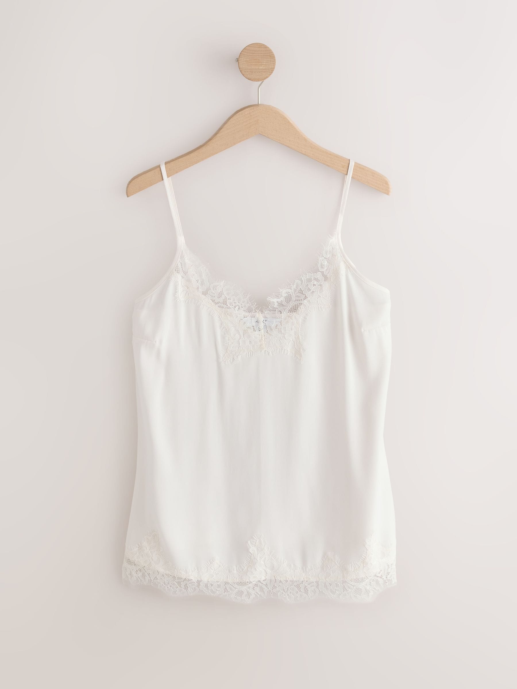 Buy Cream Lace Trim Satin Cami Top from Next USA