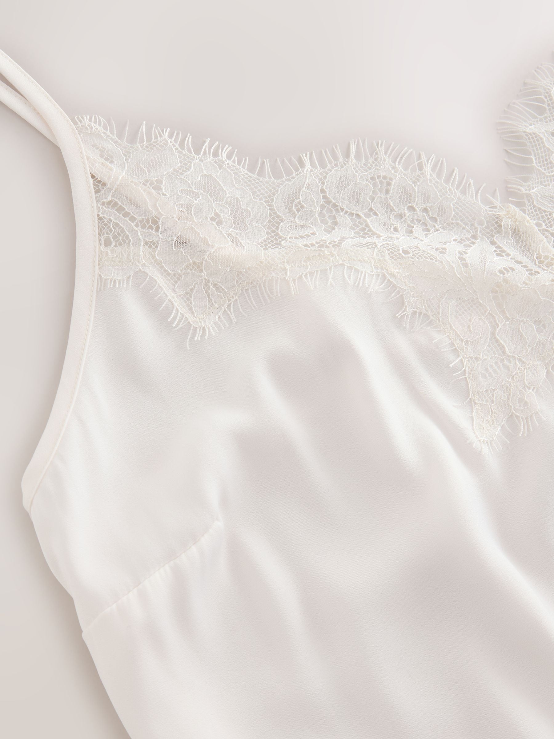 Buy Cream Lace Trim Satin Cami Top from Next USA
