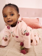 Pink Cat Two Way Zip Fleece Sleepsuit - Image 1 of 5