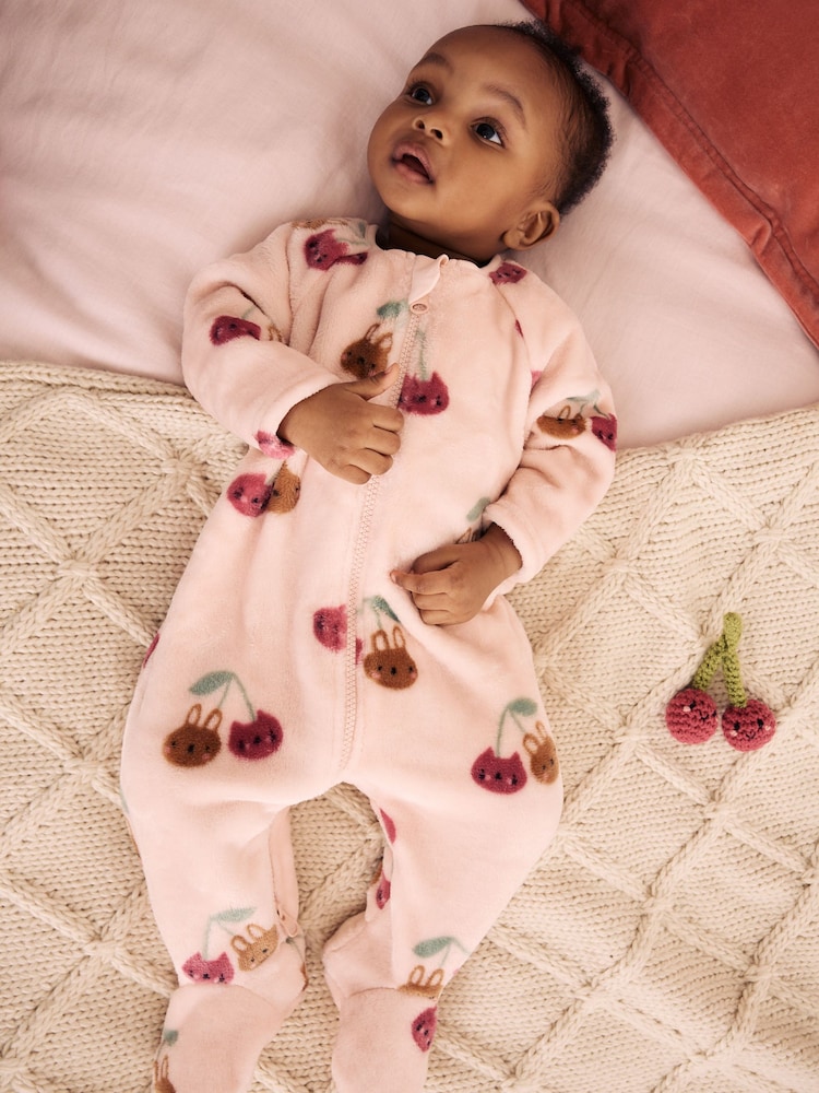 Pink Cat Two Way Zip Fleece Sleepsuit - Image 2 of 5