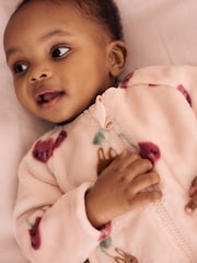 Pink Cat Two Way Zip Fleece Sleepsuit - Image 4 of 5