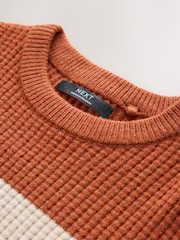Rust Brown Stripe Knitted Crew Neck Jumper (3-16yrs) - Image 3 of 4