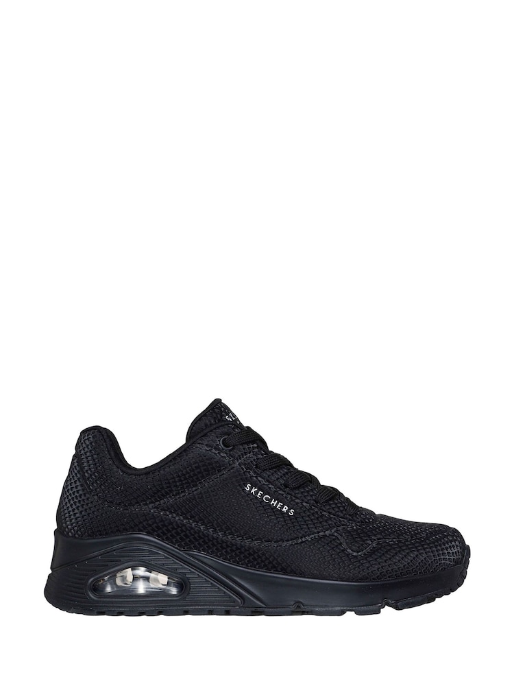 Skechers Black UNO - Shiny Scale Trainers - Image 1 of 4