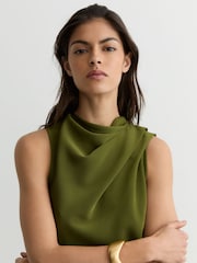 Reiss Olive Green Wrenley Dress - Image 4 of 7