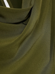 Reiss Olive Green Wrenley Drape-Detail Layered Mini Dress - Image 9 of 9