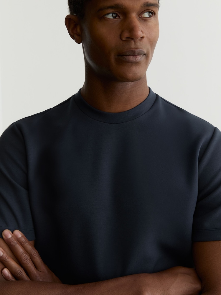 Reiss Airforce Blue Bradley Premium Interlock Crew-Neck T-Shirt - Image 1 of 7