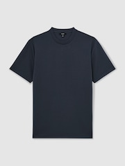 Reiss Airforce Blue Bradley Premium Interlock Crew-Neck T-Shirt - Image 2 of 7
