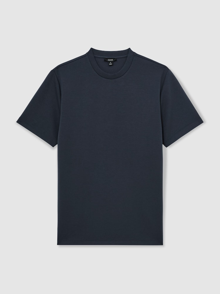 Reiss Airforce Blue Bradley Premium Interlock Crew-Neck T-Shirt - Image 2 of 7