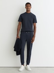 Reiss Airforce Blue Bradley Premium Interlock Crew-Neck T-Shirt - Image 3 of 7