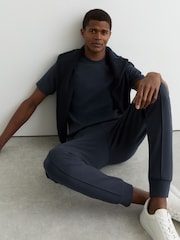 Reiss Airforce Blue Bradley Premium Interlock Crew-Neck T-Shirt - Image 4 of 7