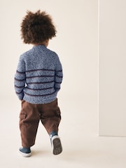 Blå/marinblå - Zip Neck Knitted Cable Jumper (3mths-7yrs) - Bild 3 av 8