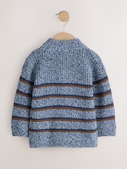 Blå/marinblå - Zip Neck Knitted Cable Jumper (3mths-7yrs) - Bild 6 av 8