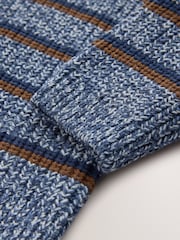 Blå/marinblå - Zip Neck Knitted Cable Jumper (3mths-7yrs) - Bild 8 av 8