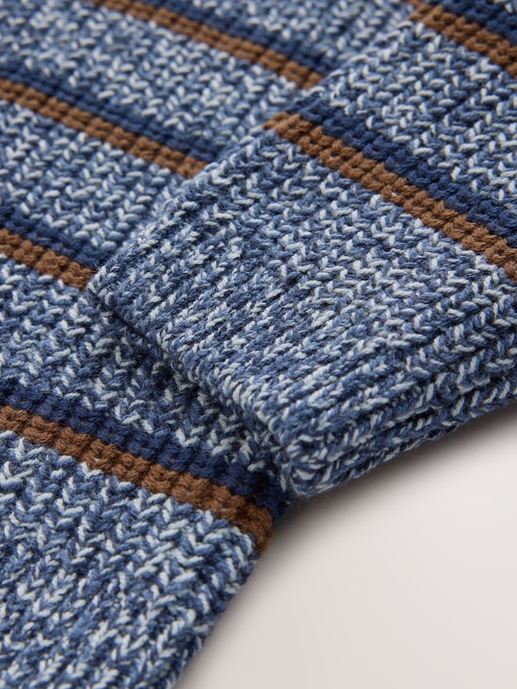 Blå/marinblå - Zip Neck Knitted Cable Jumper (3mths-7yrs) - Bild 8 av 8