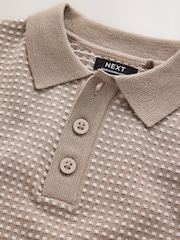 neutre - Polo texturé en maille à col popper (3mois-7ans) - Image 4 de 4