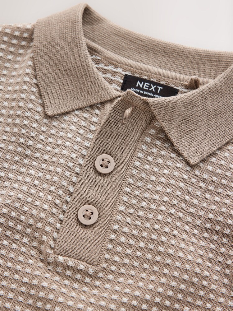 Neutral Textured Knitted Popper Neck Polo Shirt (3mths-7yrs) - Image 8 of 8 Neutral Textured Knitted Popper Neck Polo Shirt (3mths-7yrs) - Image 8 of 8