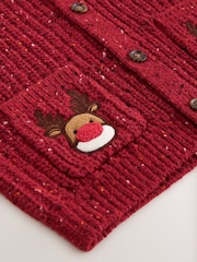 Red Christmas Knitted Crew Neck Polo Shirt (3mths-10yrs) - Image 4 of 4