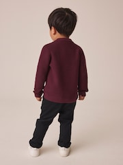 Purple/Navy Stripe Knitted Zip Through Polo Shirt (3mths-7yrs) - Image 3 of 7