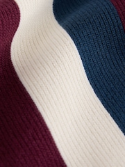 Purple/Navy Stripe Knitted Zip Through Polo Shirt (3mths-7yrs) - Image 6 of 7