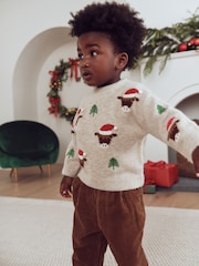 Ecru Christmas Crew Neck Jumper (3mths-7yrs) - Image 1 of 9