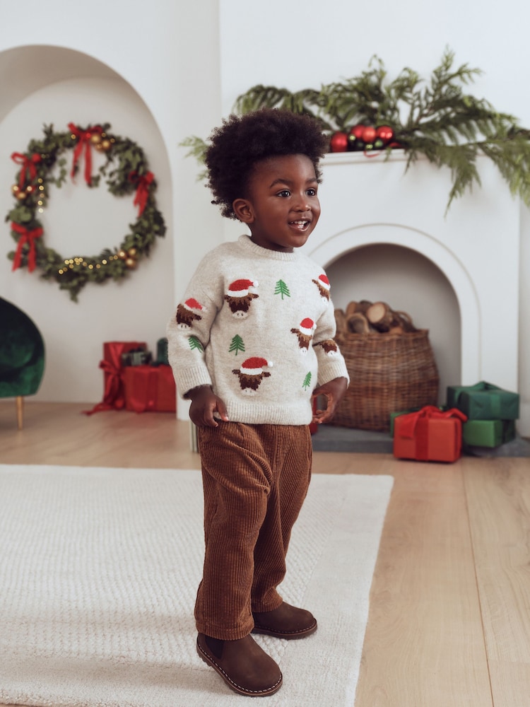 Ecru Christmas Crew Neck Jumper (3mths-7yrs) - Image 2 of 9 Ecru Christmas Crew Neck Jumper (3mths-7yrs) - Image 2 of 9